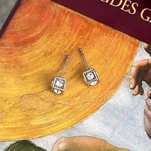Brighton Silver Cube Stud Earrings